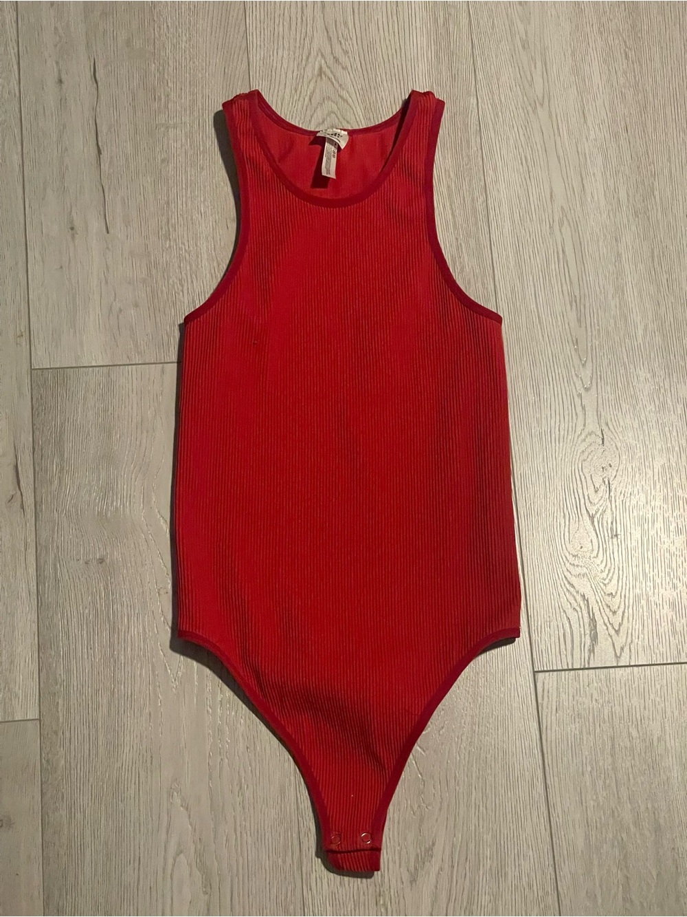 Sunday Best Rib High Neck Tank Top Bodysuit - Red
